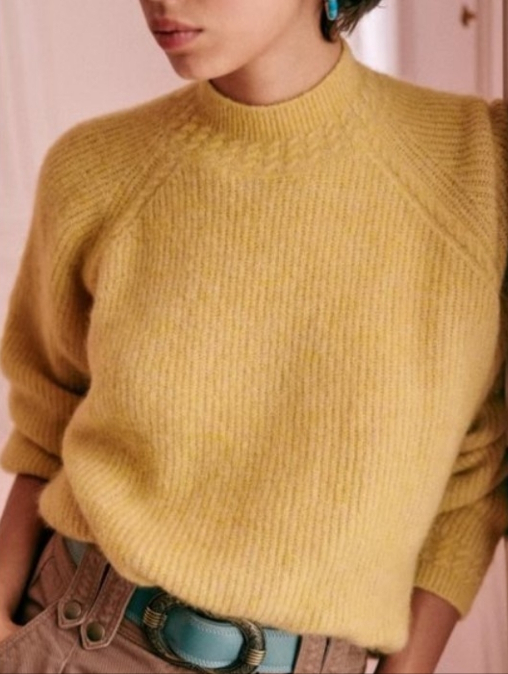 Sezane Mustard Yellow Knit Sweater